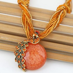 pure handmade  Bohemian style  retro peacock gem temperament lady beads  neckl..