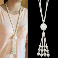 occidental style trend  high quality all-Purpose fashion concise temperament long style Pearl necklace sweater chain