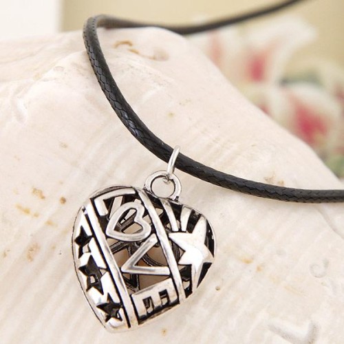 occidental style  Metal LOVE love leather necklace