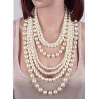 occidental style pure handmade Pearl fashion exaggerating lady beads clavicle multilayer sweater chain necklace