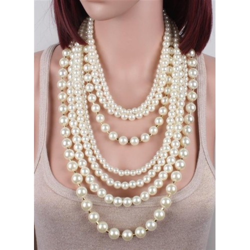 occidental style pure handmade Pearl fashion exaggerating lady beads clavicle multilayer sweater chain necklace