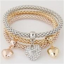 occidental style fashion brief diamond love pendant three color chain multilay..