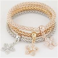 occidental style fashion brief diamond petal pendant three color chain multila..