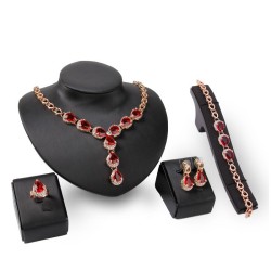 charm color gem four occidental style wedding high-end necklace earrings brace..