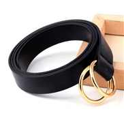 leather Double buckle belt ladyu fashion all-Purpose personality ornament belt woman