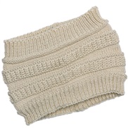 ( Beige) Autumn and Winter lady knitting belt width head woolen hat