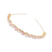 ( Pink)F eadband woman occidental style glass temperament elegantins hair clip eadband new fashion