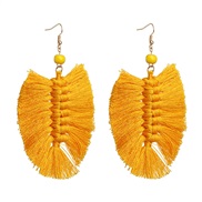 ( yellow)occidental style geometry pure handmade tassel earrings woman retro generous ear stud Bohemia ethnic style woma