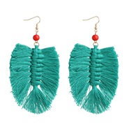 ( green)occidental style geometry pure handmade tassel earrings woman retro generous ear stud Bohemia ethnic style woman