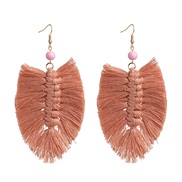 ( Red brown)occidental style geometry pure handmade tassel earrings woman retro generous ear stud Bohemia ethnic style w