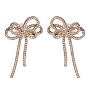 UR fashion color Pearl earrings ethnic style bow ear stud