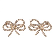 UR fashion color Pearl earrings ethnic style bow ear stud