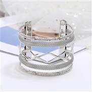 ( Silver)occidental style wind fashion atmospheric Metal pattern bangle  opening multilayer chain