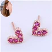 05501 high quality  Korean style fashion sweetOL samll flash diamond love personality ear stud