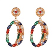 ( Color)occidental style fashion earrings geometry glass diamond exaggerating earring