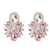 occidental style ear stud high-end glass diamond earrings super geometry Earring