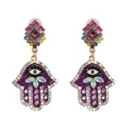 (purple) new occidental style personality earring diamond ear stud color Optional