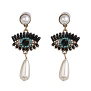 Korea womanins exaggerating personality big eyes ear stud fashion retro brilliant zircon Pearl earrings