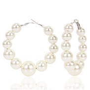 ( white)occidental style exaggerating Earring  fashion big circle imitate Pearl circle earrings woman hoo earrings