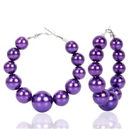 (purple)occidental style exaggerating arring  fashion big circle imitate Pearl circle earrings woman hoo earrings