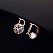 luxurious fashion zircon earrings woman brief personality asymmetry ear stud woman samll high samll temperament Ea