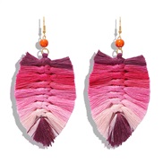 occidental style exaggerating long tassel earrings handmade weave earring fashion Street Snap same style