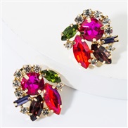 fashion colorful diamond glass diamond Rhinestone super fully-jewelled occidental style earrings woman occidental sty