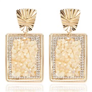 ( rice white)occidental style retro square gravel earrings Bohemia exaggerating personality earring earringserring F