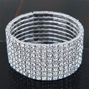 ( row ) Korean style fashion sweet Metal mosaic Rhinestone bride accessories elasticity woman personality bracelet