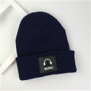 ( Navy blue)autumn Winter Korean style lady knitting Korea pure color Outdoor warm hedging woolen hat man