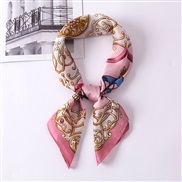 (F  hide powder )scarves woman imitate silk samll Korean style all-Purpose occupation neckerchief print scarf