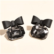 occidental style bow Rhinestone ear stud silver high ear stud samll brief earrings Earring