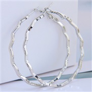 50mm occidental style fashion Metal concise wave temperament buckle ear stud circle