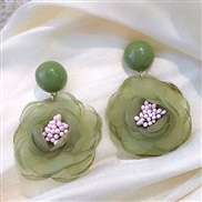 Korean style fashion retro wind Chiffon flowers sweet personality ear stud