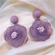 Korean style fashion retro wind Chiffon flowers sweet personality ear stud