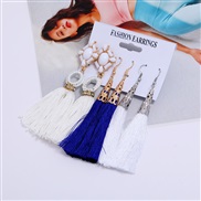 Bohemian style tassel earrings set occidental style fashion retro ethnic style