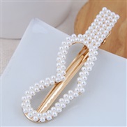 Korean style fashion Pearl hair clip all-Purpose concise hair clip Word concise Pearl hair clip fashion Word h