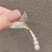 ( Gold)Korea beauty hair clip fashion temperament woman embed Pearl buckle woman