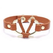 ( Orange)PU leather student small fresh bracelet  Alloy ornament fitting bangle