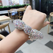 (C)Korea fine Pearl bow circleins three-dimensional Rhinestone head leather