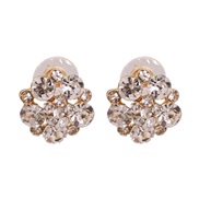 ( white)Korean style fashion small fresh ear stud flowers crystal diamond ear stud personality elegant woman