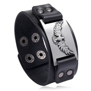 ( Silver) punk man Cowhide bracelet  retro  width leather