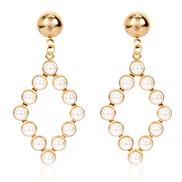 ( Gold)occidental style personality brief geometry Pearl ear stud  temperament all-Purpose hollow earrings earring woman