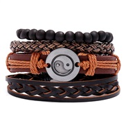 fashiondiy weave Cowhide bracelet gossip man bracelet