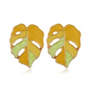 occidental style fashion  Metal all-Purpose color leaf temperament exaggerating ear stud