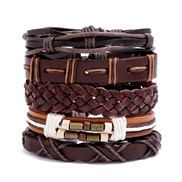 occidental style man trend retro weave multilayerdiy set Cowhide bracelet rope punk