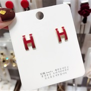 ( red)silver ear stud woman Korean style personality temperament earrings Word ear stud sweet ear stud fashion