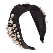 ( black )Korean style big samll Pearl eadband color width eadband Cloth all-Purpose woman