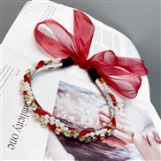 ( red)big diamond Pearl Chiffon bow eadband woman Korean style adies head summer travel