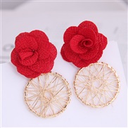 Korean style  fashion  sweet flowers Metal temperament ear stud